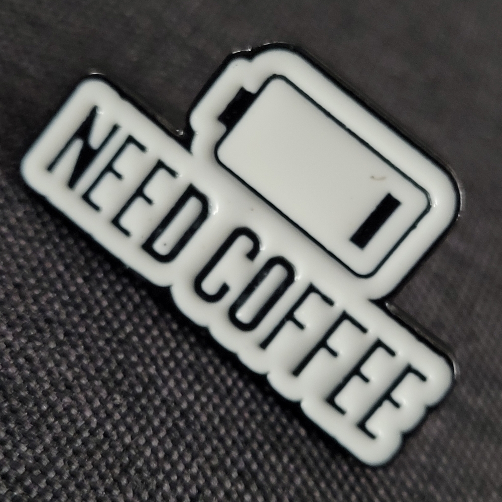 Need Coffee Low Battery Enamel Pin - Picture 6 of 10